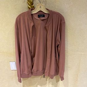 Mens Zara Pink faux suede bomber jacket XL